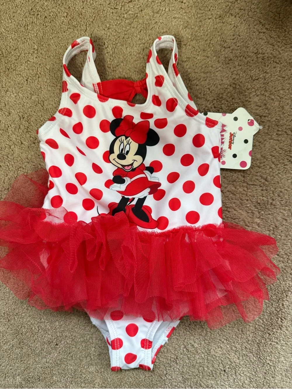 Disney Red & White Minnie Mouse Polka Dot Tutu One-Piece